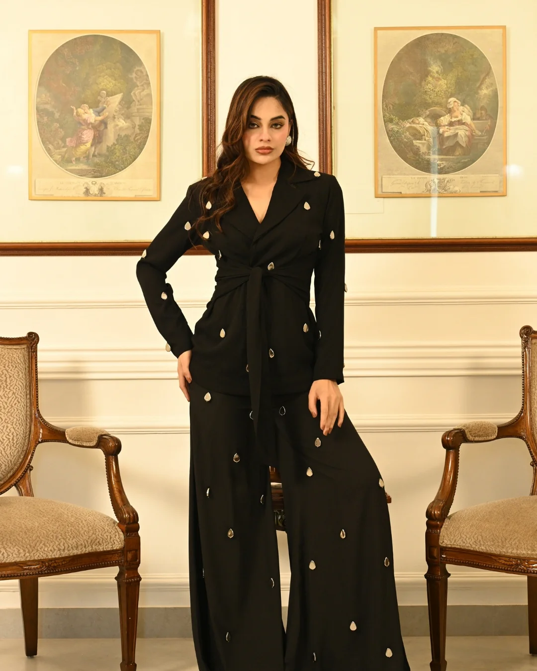 Black beaded blazer set - Image 3