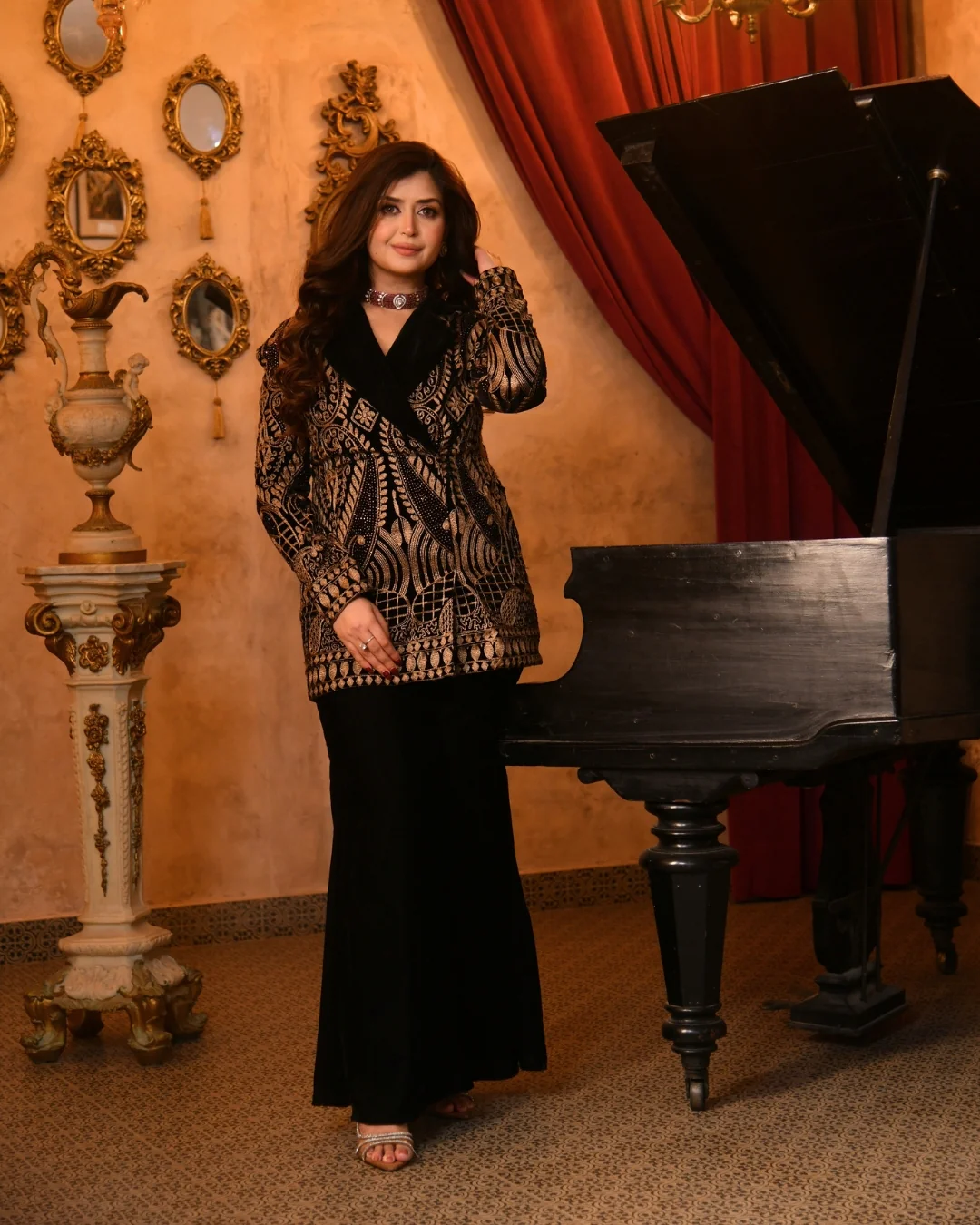 Black Velvet Blazer Set - Image 6