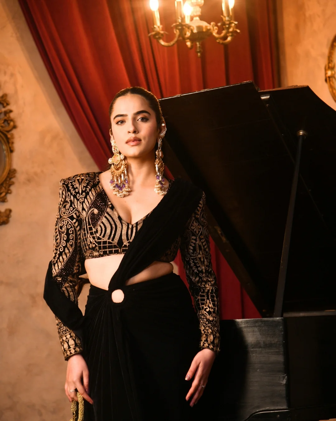 Black Velvet Saree - Image 11