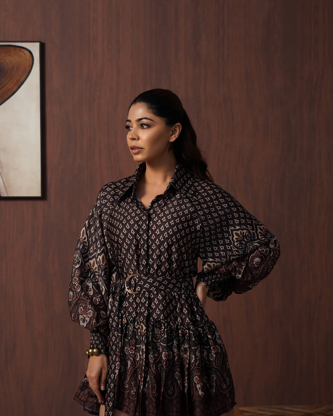 Brown paisley frill dress - Image 10