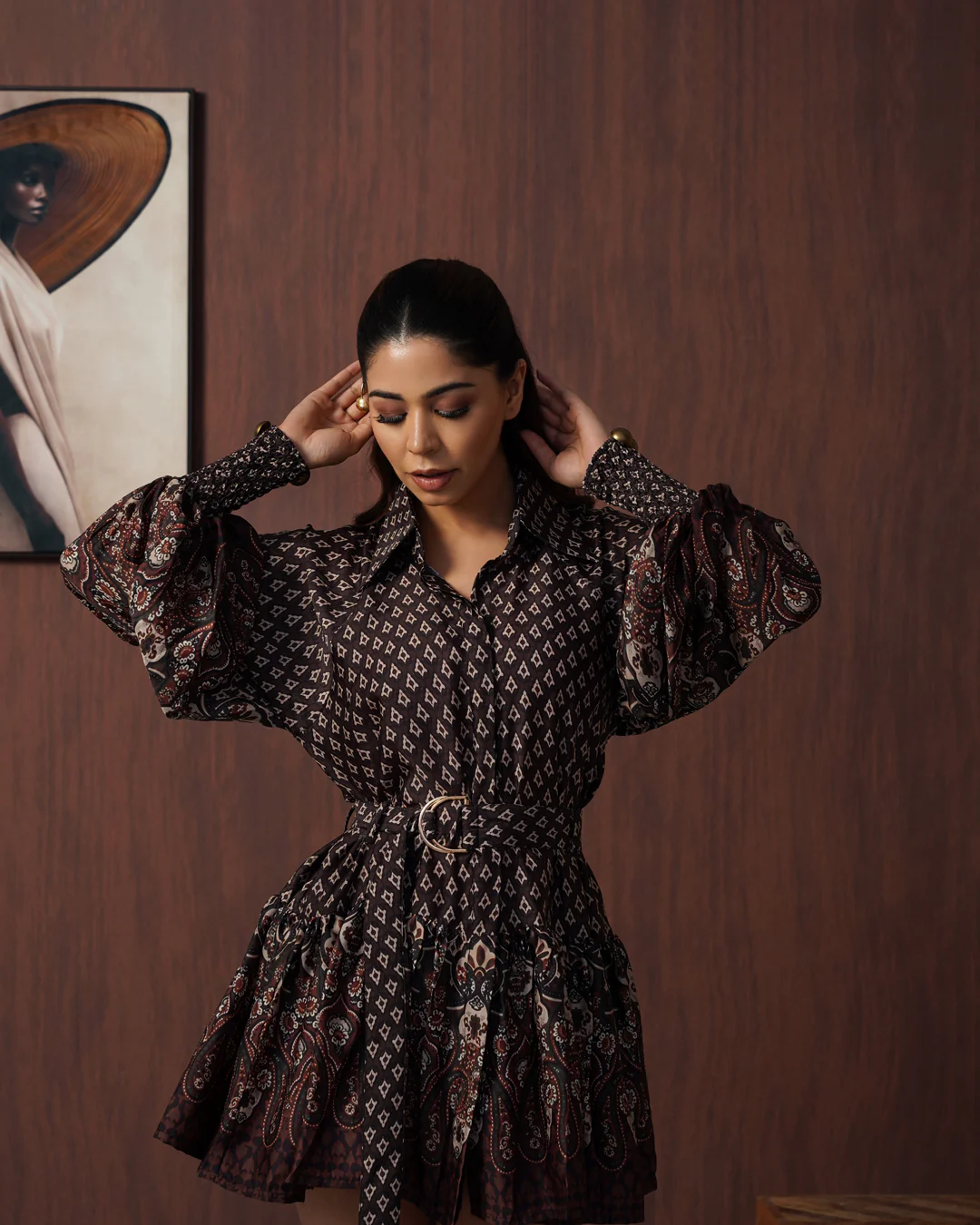 Brown paisley frill dress - Image 11