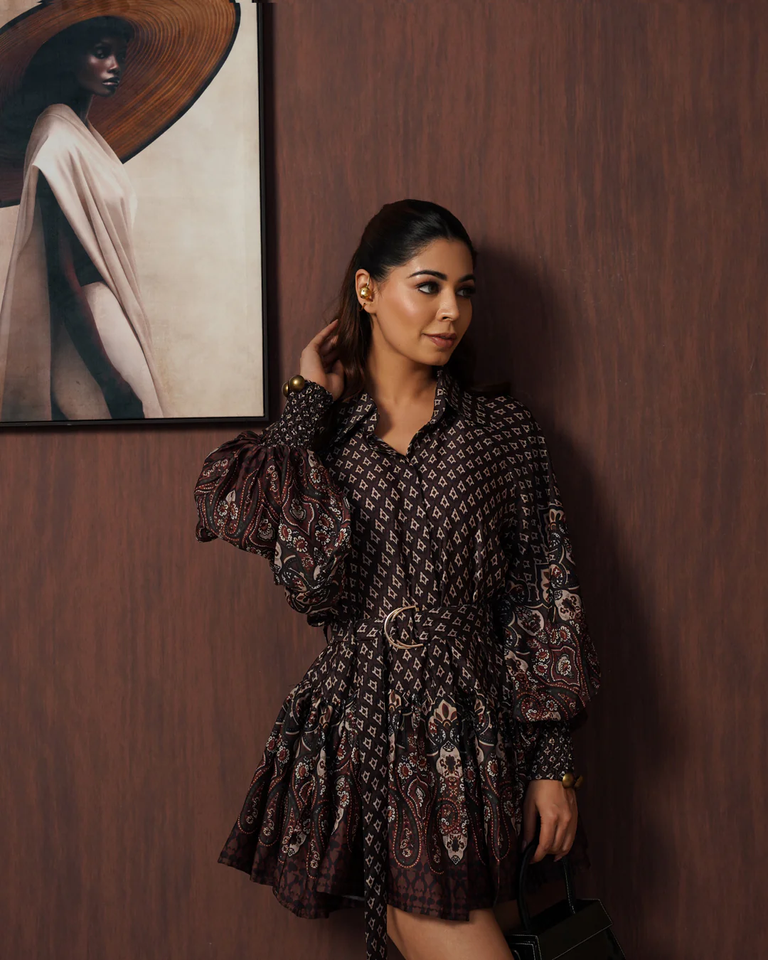 Brown paisley frill dress - Image 5