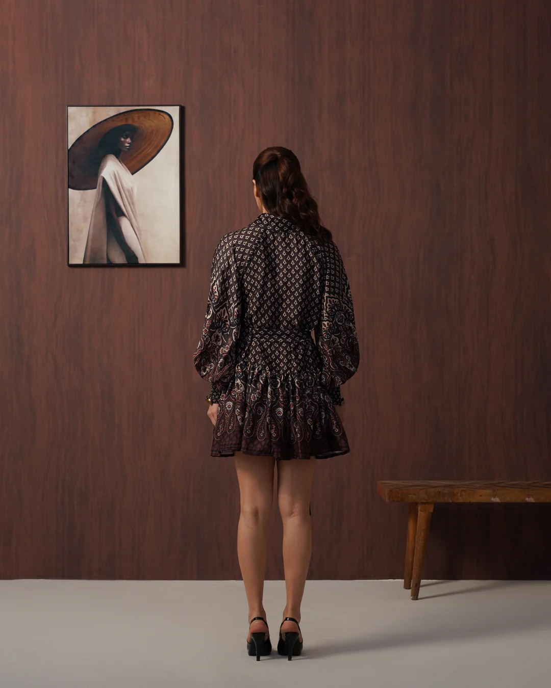 Brown paisley frill dress - Image 6