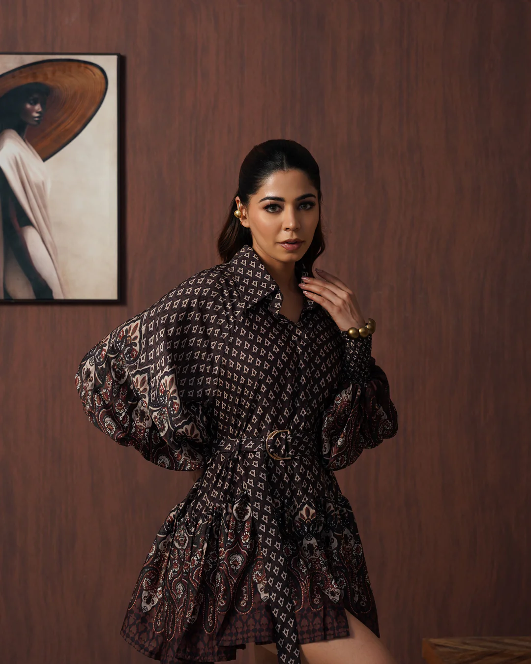 Brown paisley frill dress - Image 8