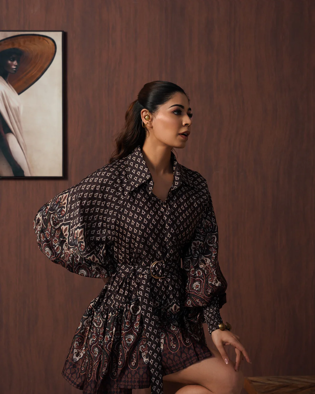 Brown paisley frill dress - Image 9