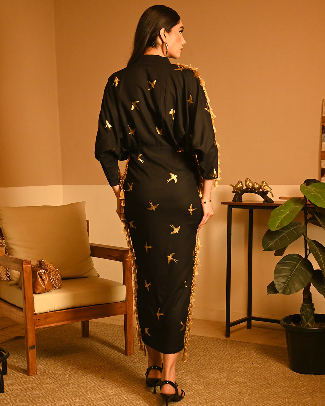 Gold Bird Foil Drape dress - Image 2