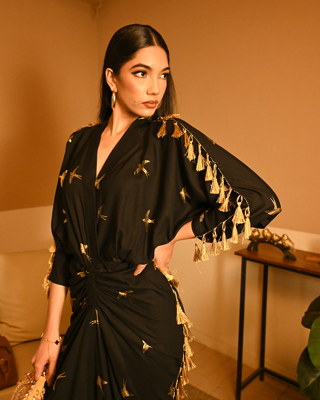 Gold Bird Foil Drape dress - Image 4