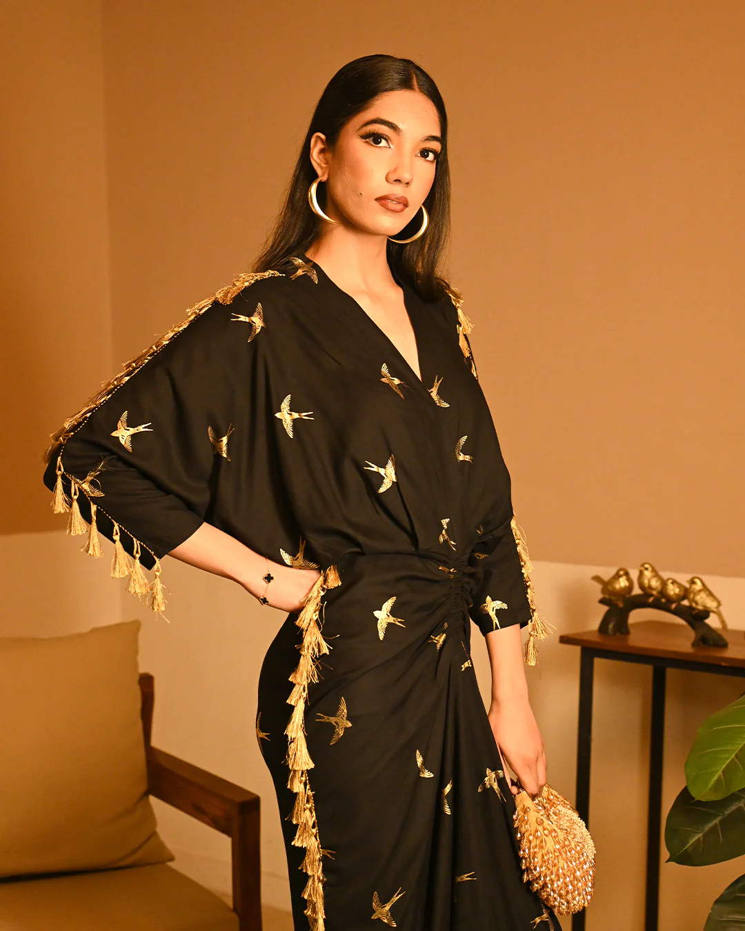 Gold Bird Foil Drape dress - Image 5