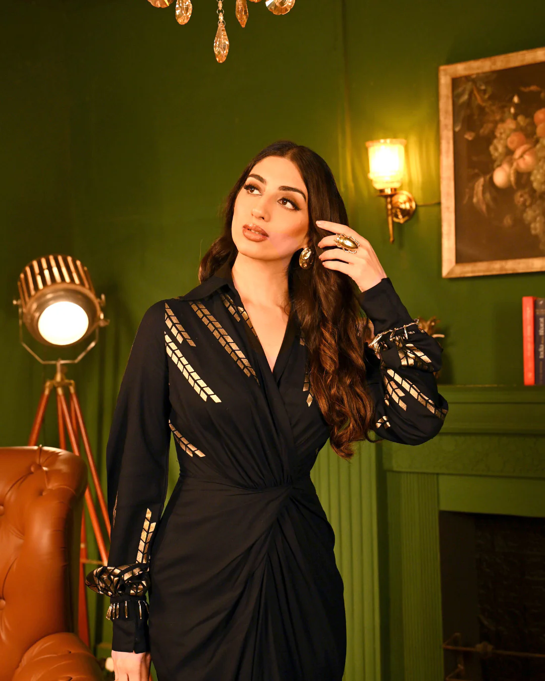 Gold Oak foil shirtdress - Image 9
