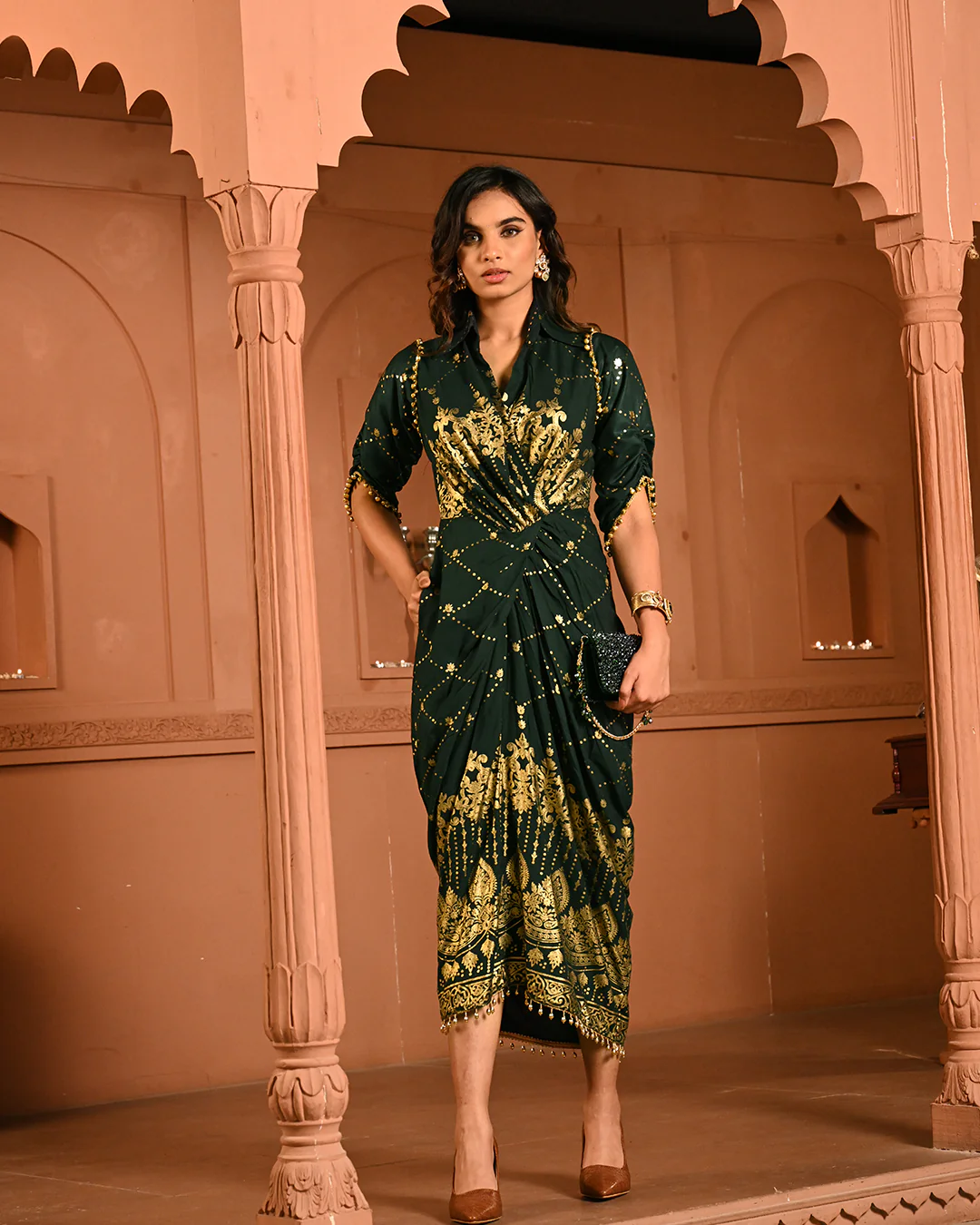 Green Ghunghroo shirtdress - Image 9
