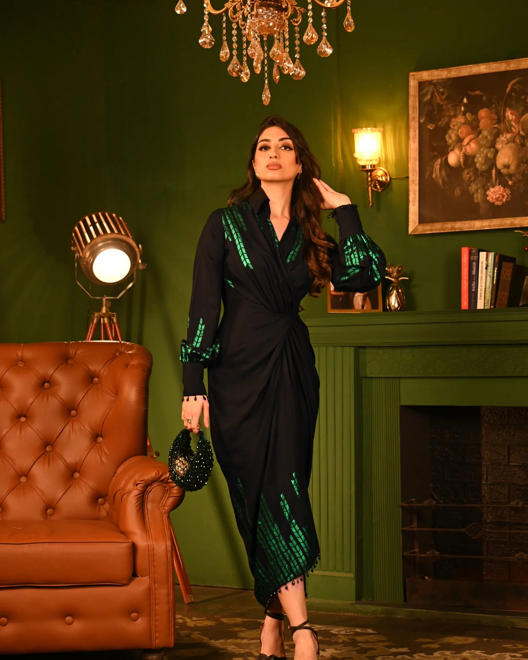 Green Oak foil shirtdress - Image 10