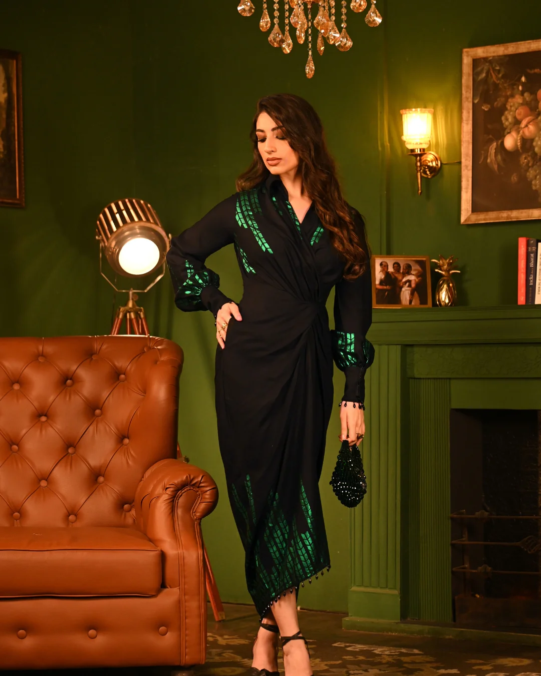 Green Oak foil shirtdress - Image 11