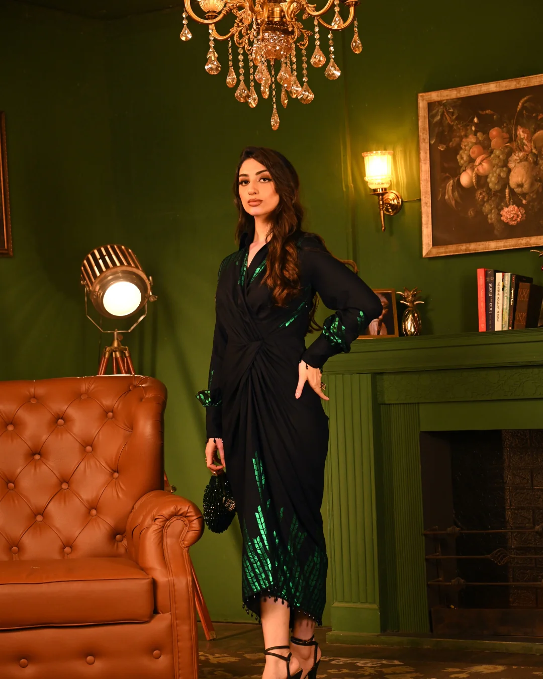 Green Oak foil shirtdress - Image 5