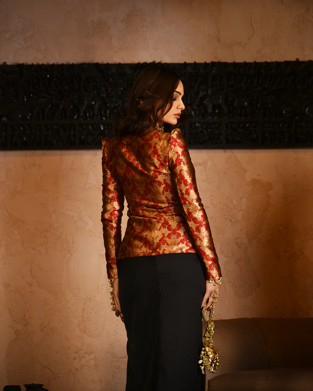 Red brocade corset set - Image 3