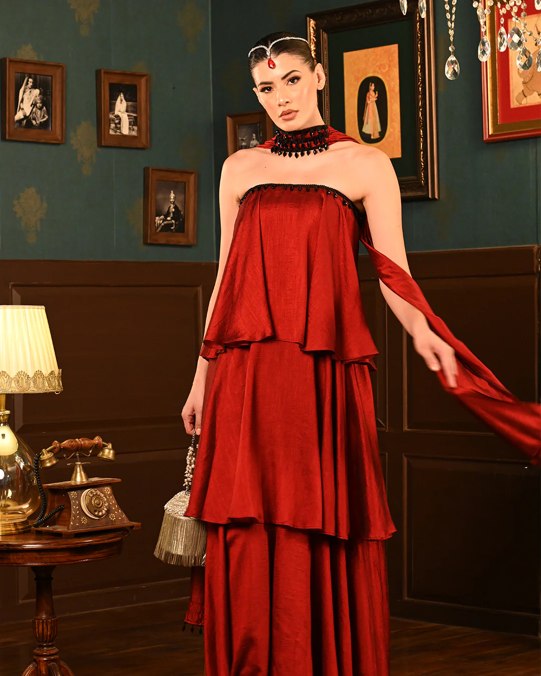 Red Ghaghra Dress - Image 2