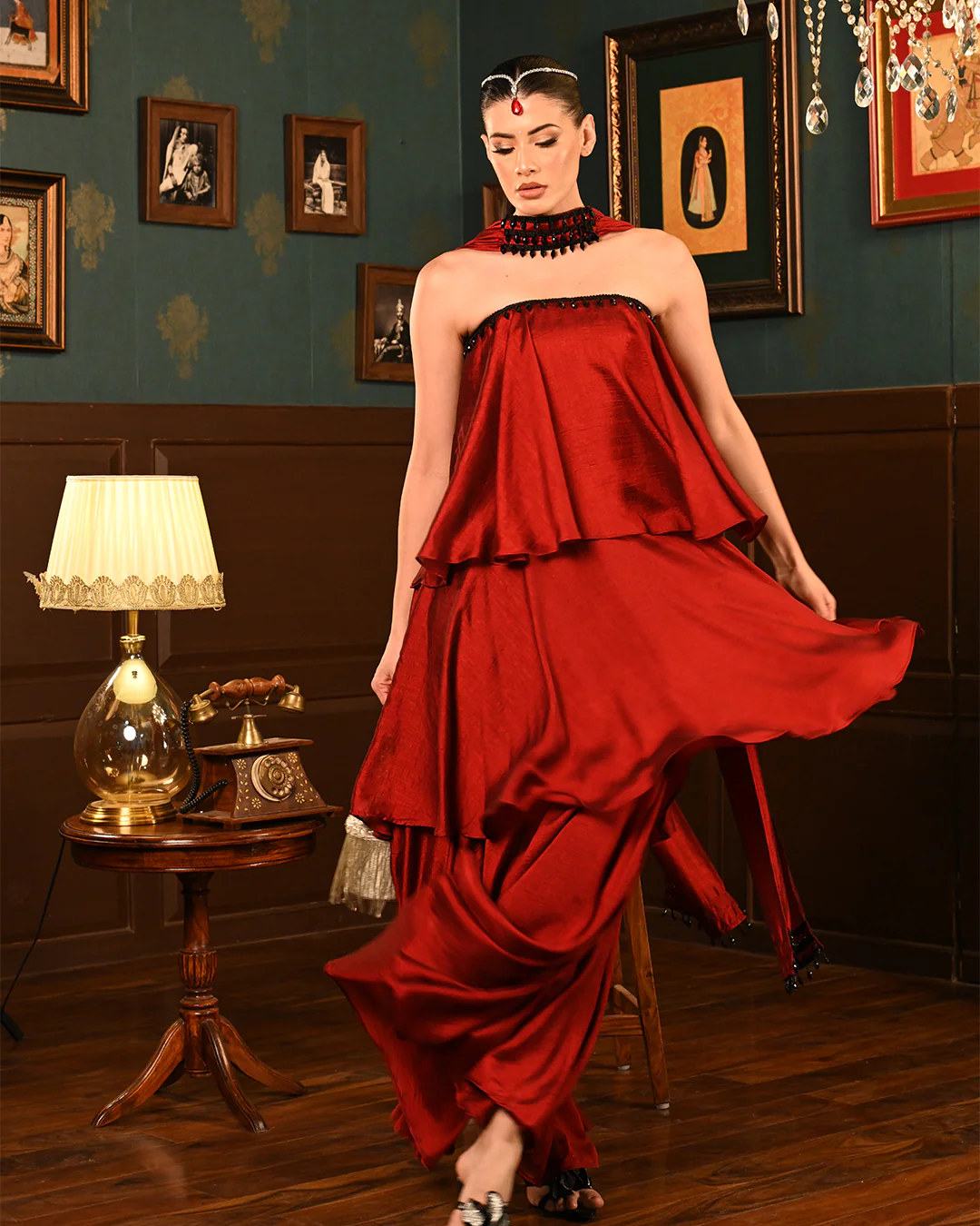 Red Ghaghra Dress - Image 4