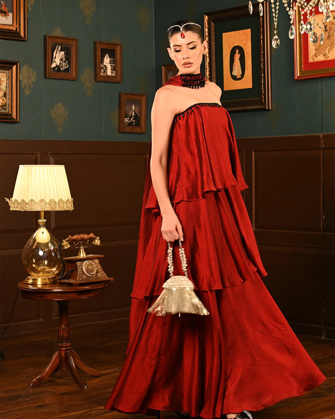 Red Ghaghra Dress - Image 6