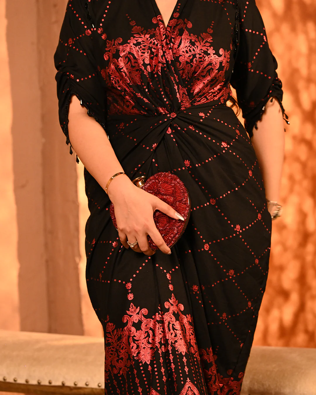 Red salma-sitara shirtdress - Image 4