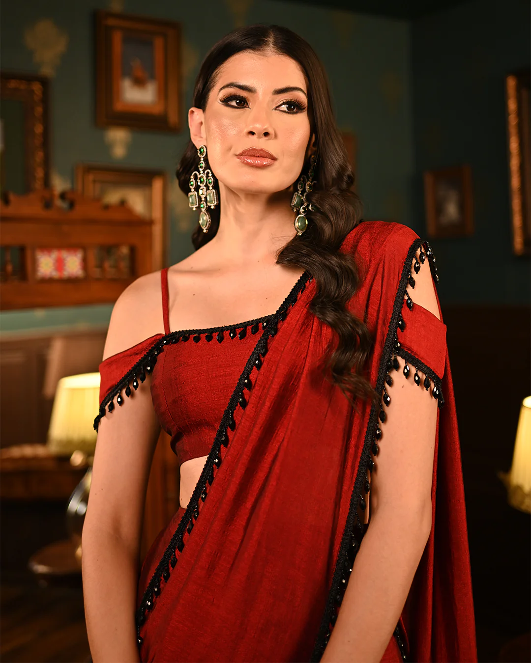 Red Slit Saree coord - Image 18