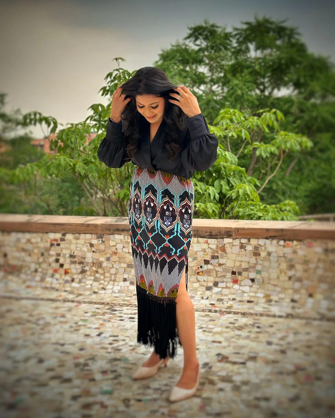 TRIBAL PRINT SHIRT DRESS - Image 9